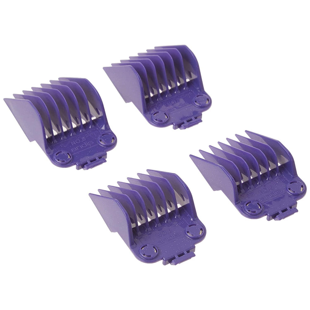 Juego de 4 peines grandes de doble imán Andis Master - Morado