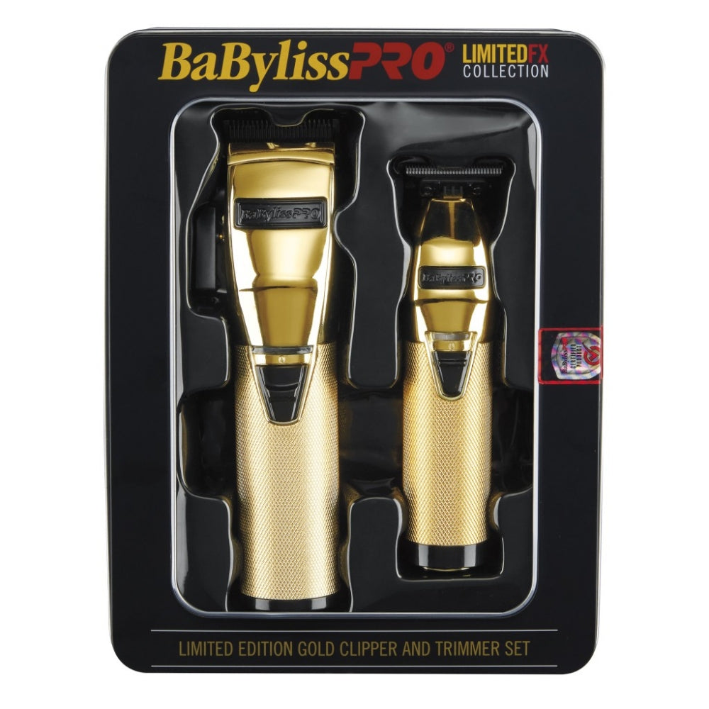 BaByliss PRO Gold &amp; Black FX Collection Metal Outlining Trimmer &amp; Clipper - Limited Edition Set