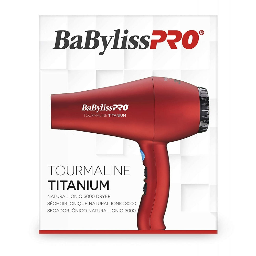 BaByliss PRO Tourmaline Titanium 3000 Hair Dryer - Red