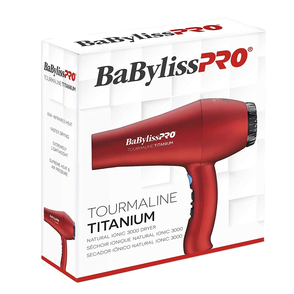 BaByliss PRO Tourmaline Titanium 3000 Hair Dryer - Red