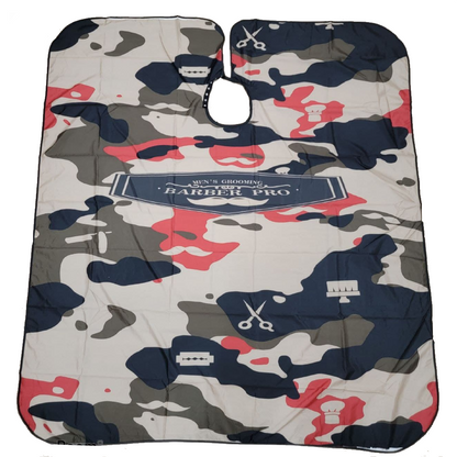 Capa profesional para barbería de hombre, talla única, estampado de camuflaje rojo y beige