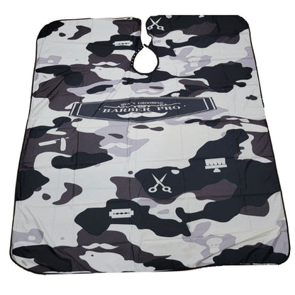Capa de barbero profesional para hombre, talla única, estampado camuflaje negro y gris