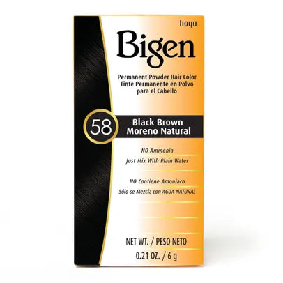Bigen Permanent Powder Hair Color, Black Brown N. 58- 0.21 oz