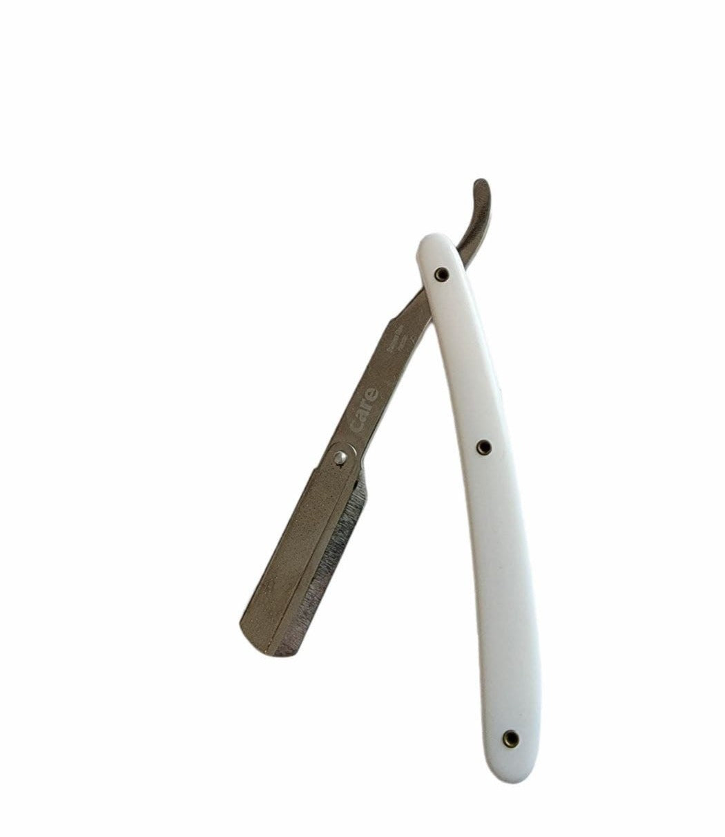 Care Professional Barber Straight Edge Shaving Razor White and Silver Color
