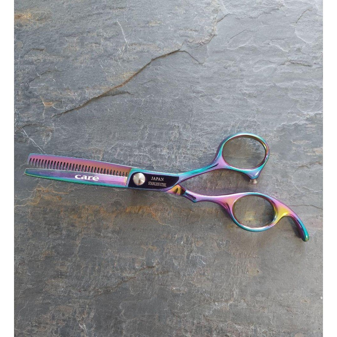 Care Professional scissor Thinning / Texturizing Barber 6&quot; 30 Teeth Rainbow Color. : care-30t
