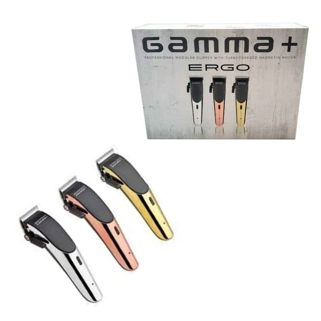 Gamma+ Ergo Magnetic Motor Cordless Clipper Chrome, Gold, and Rose Gold Color.