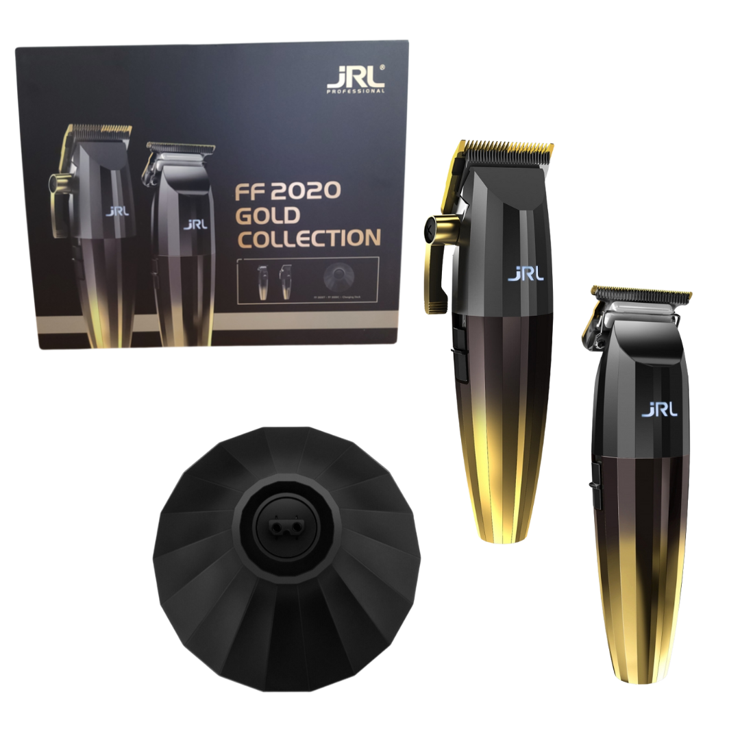 JRL Professional Fresh Fade 2020  Gold Clipper &amp; Trimmer Set with Charging Base Limited Edition