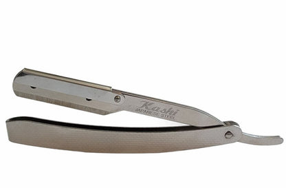 Kashi R-111E Professional Barber Straight Edge Shaving Razor Silver Color 