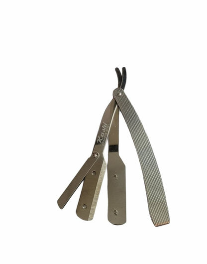 Kashi R-111E Professional Barber Straight Edge Shaving Razor Silver Color 