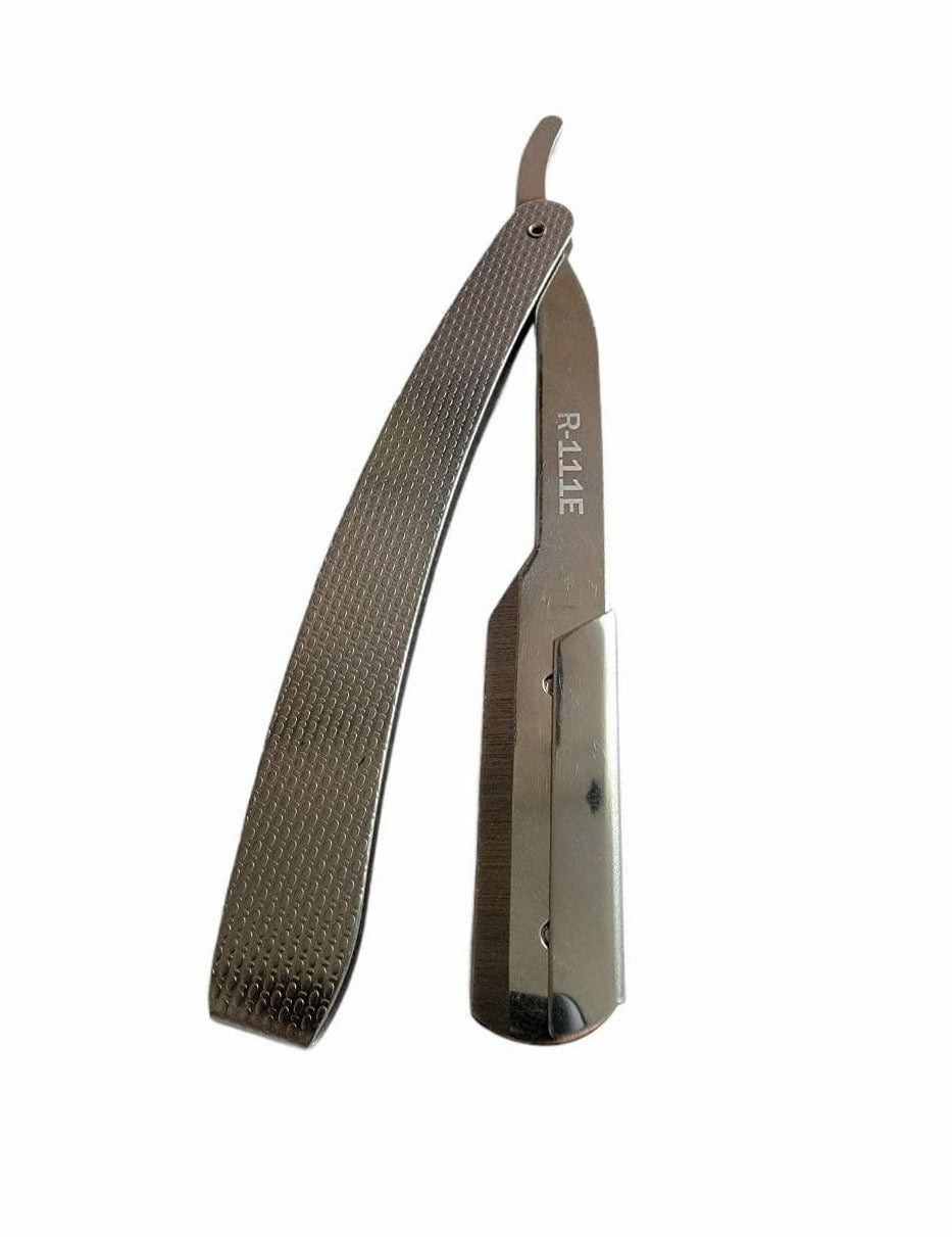 Kashi R-111E Professional Barber Straight Edge Shaving Razor Silver Color 