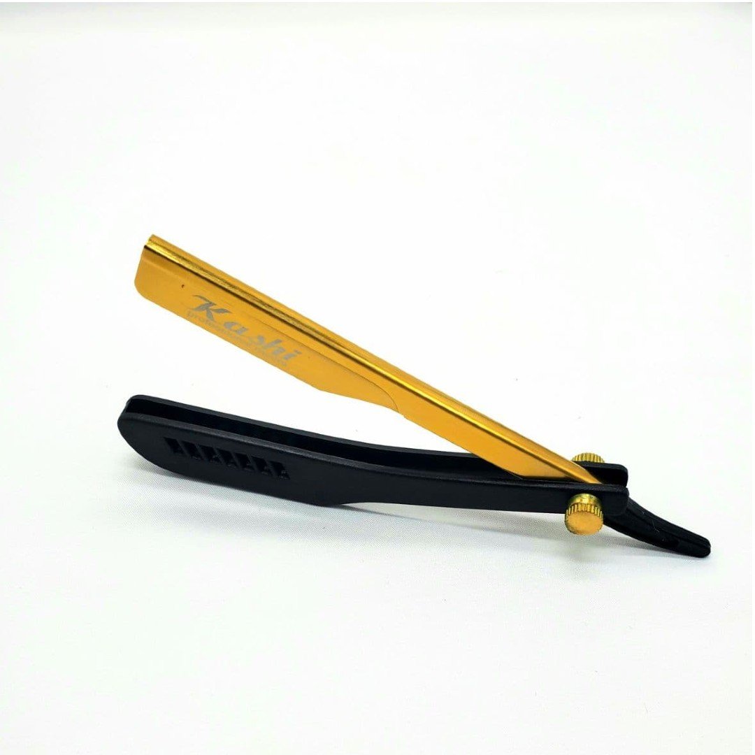 Kashi RB-114G  Straight Edge Barber Razor  black and Gold  Color : RB-114 RB-114