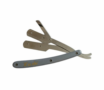 Kashi Professional Barber Straight Edge Shaving Razor Gray and Silver Color