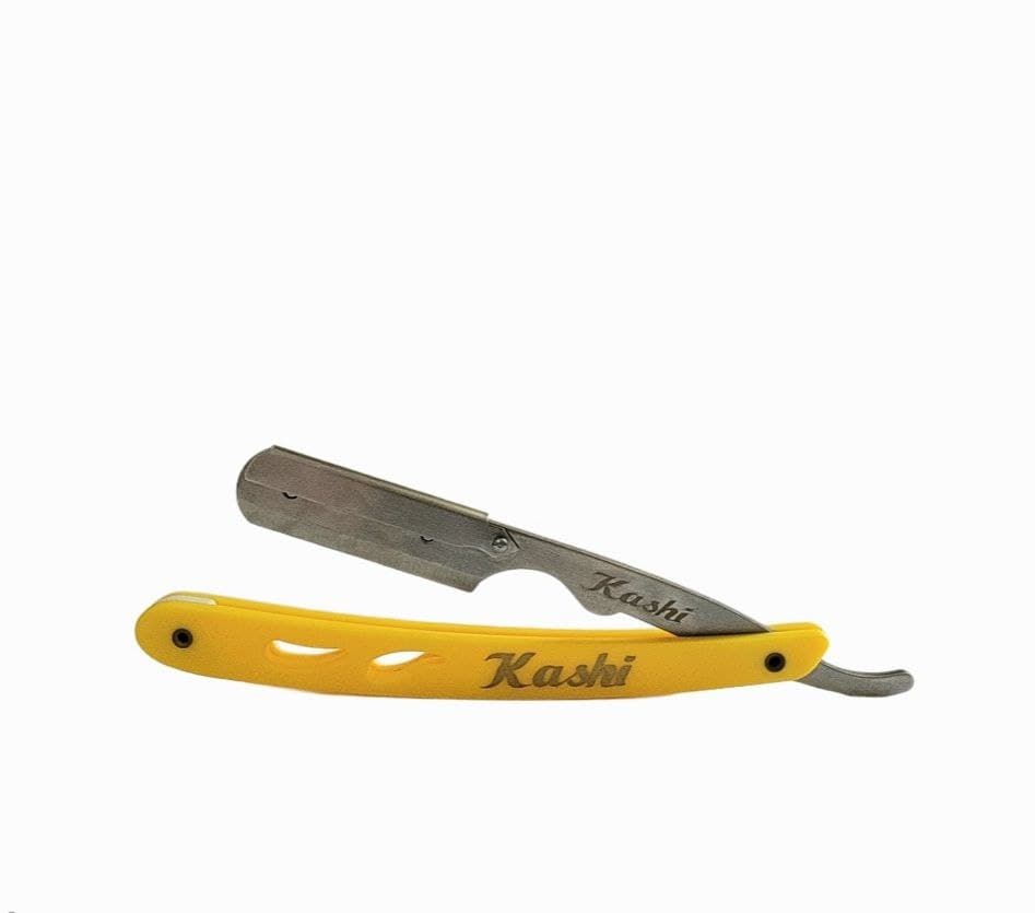 Kashi RY 105 Barber Straight Edge Shaving Razor Yellow and Silver Color