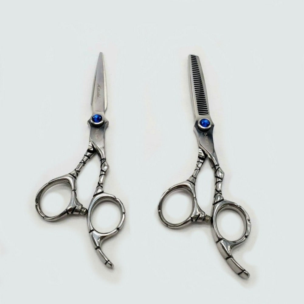 Professional Set  Kashi Shears, Hair Cutting S-3160 and Thinning Shears S-3130T  30 teeth, 6" Japanese  Stainless Steel, Silver Color