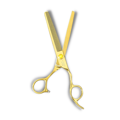 Tijeras de entresacar profesionales Kashi Shears G-1146LT, 6.5 pulgadas color dorado 46 dientes