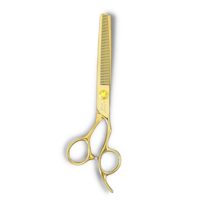 Tijeras de entresacar profesionales Kashi Shears G-1146LT, 6.5 pulgadas color dorado 46 dientes