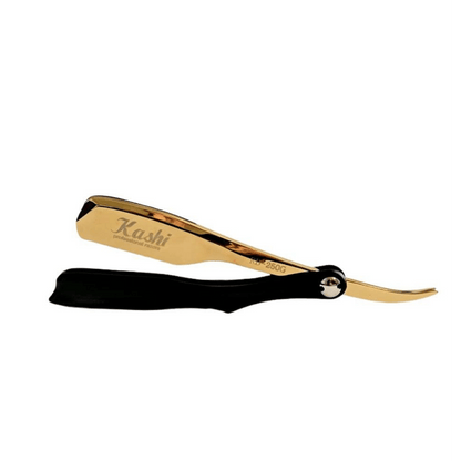Kashi RB-250G Navaja Profesional para Barbero de Color Oro y Negro
