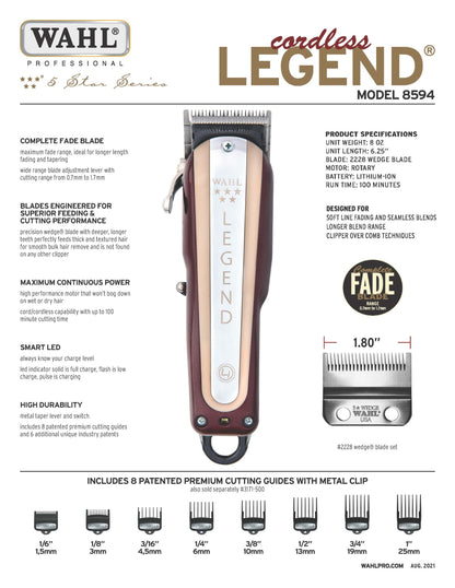 WAHL Professional Legend Máquina de corte inalámbrica Modelo 8594
