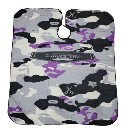 Capa Profesional de Peluquería para Caballero, Talla Única, Estampado Camuflaje Morado y Gris