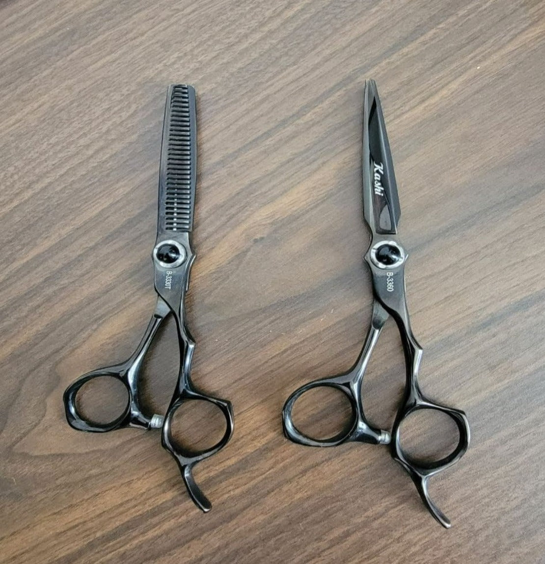 Kashi Professional Shears, Hair Cutting 6 &quot;and Thinning Shears 6&quot; 30 teeth, Japanese Stainless Steel, Black Color