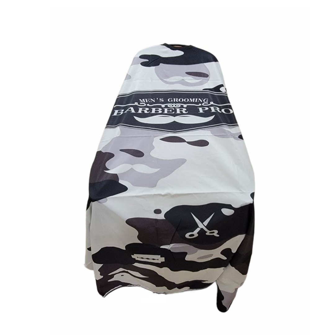 Capa de barbero profesional para hombre, talla única, estampado camuflaje negro y gris