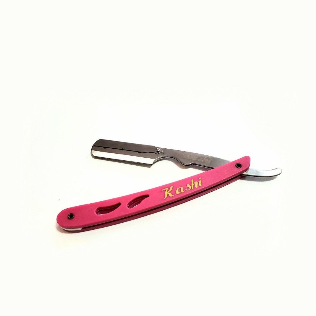 Kashi RP-105 Barber Straight Edge Shaving Razor Pink and Silver Color : RP-105