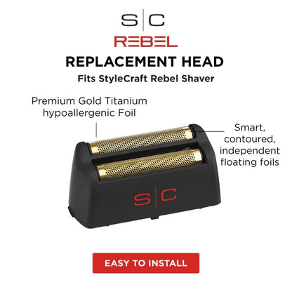StyleCraft Rebel Foil Shaver Gold Titanium Replacement Foil Head